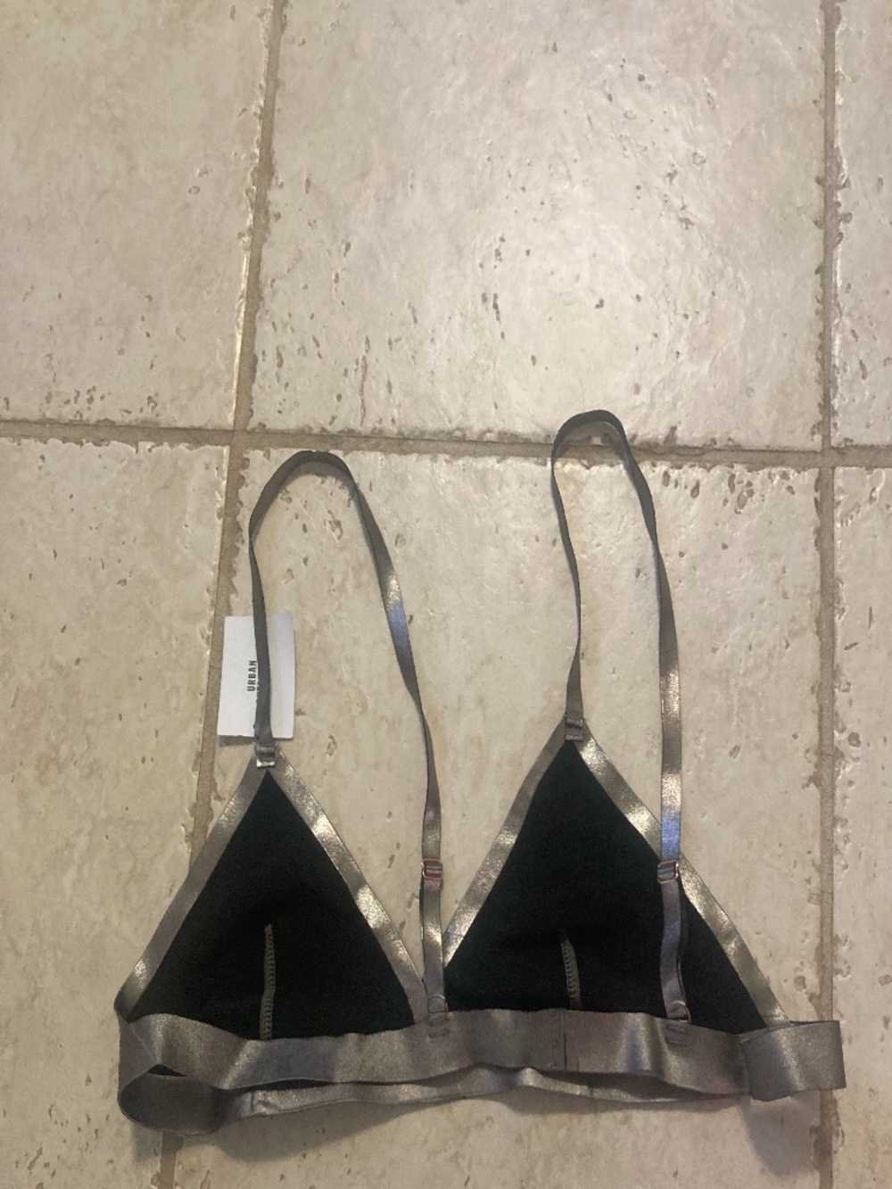NWT Urban Outfitters Out from Under Silver Metallic Bralette Bra Size Large - Picture 5 of 8